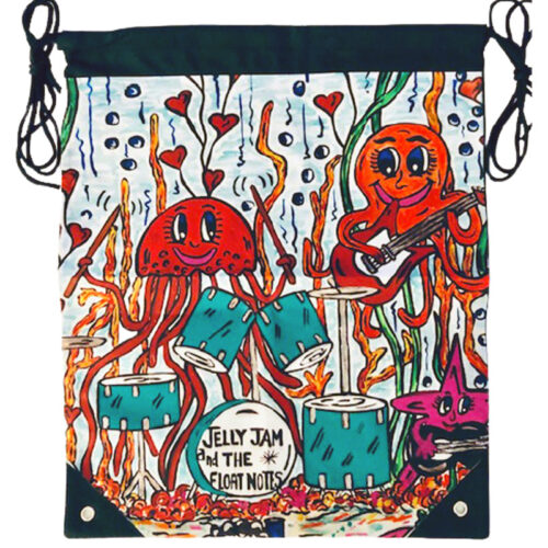Jelly Jam and The Float Notes Drawstring Backpack - Original Artwork by Robin Babitt
