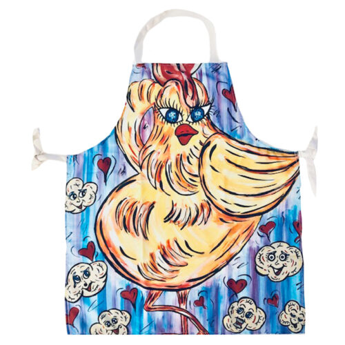 What A Chick Adult Apron White Ties- Original Artwork by Robin Babitt