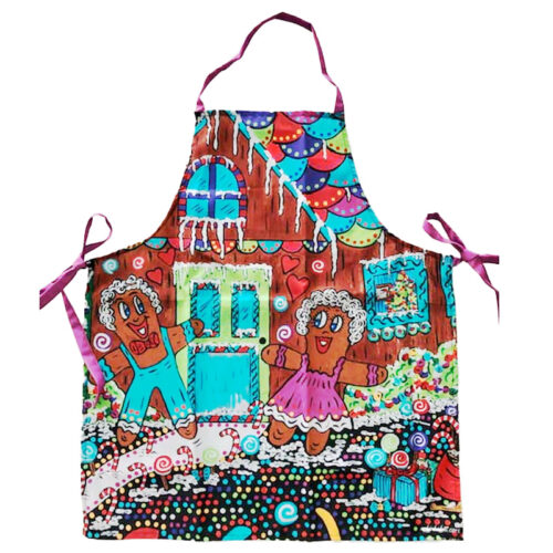 You Fill My Head with Gingerbread Adult Apron Hot Pink Ties- Original Artwork by Robin Babitt