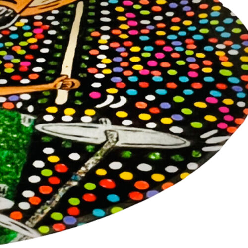 Bucky Glass Cutting Board 12″ Round - Side- Original Artwork by Robin Babitt