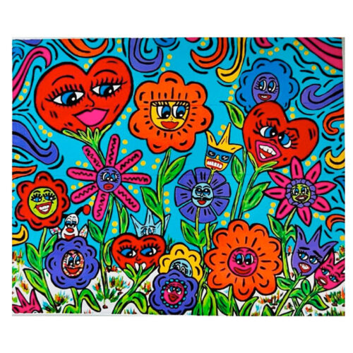 Flower Power 50"x60" Cozy Fleece Blanket - Original Artwork by Robin Babitt
