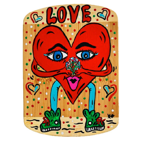 Love Heart Wood Cutting Board 6″ x 8″- Original Artwork by Robin Babitt