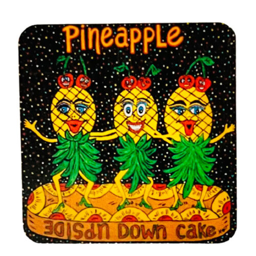 Pineapple Upside Down Cork-backed Coasters Set of 4 - Original Artwork by Robin Babitt