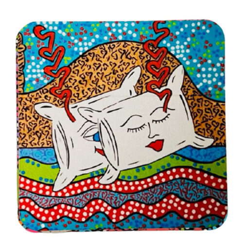Share My Sheet Cork-backed Coasters Set of 4 - Original Artwork by Robin Babitt