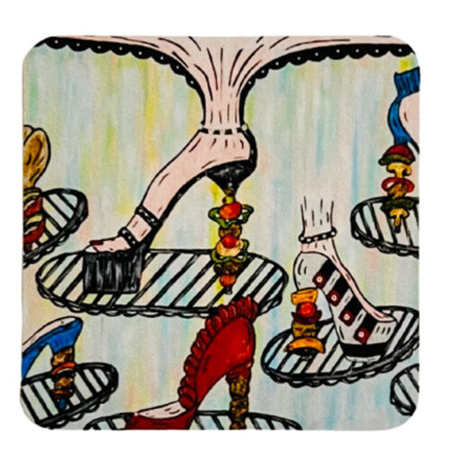 Shoekabobs Cork Drink Coasters Shoekabobs Cork-backed - Original Artwork by Robin Babitt Coasters Set of 4
