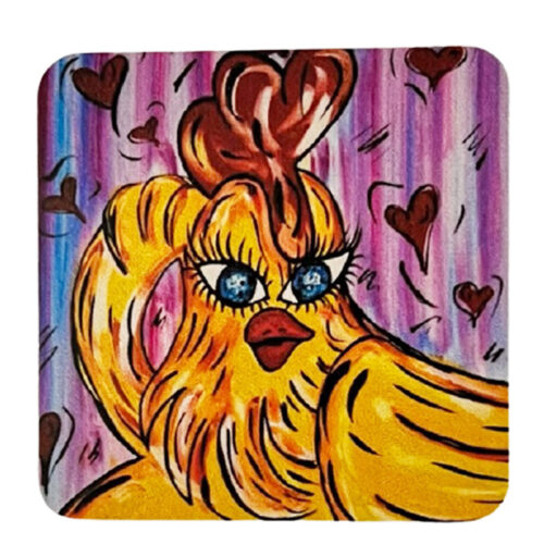 What a Chick Cork-backed Coasters Set of 4 - Original Artwork by Robin Babitt