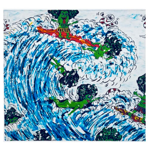 Broccoli Surf-Layin 50x60 Cozy Fleece Throw Blanket - Original Artwork by Robin Babitt