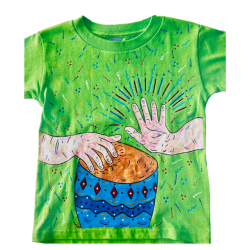 BANG BANG - Size 4T - Lime Green Shirt - Artwork by Robin Babitt