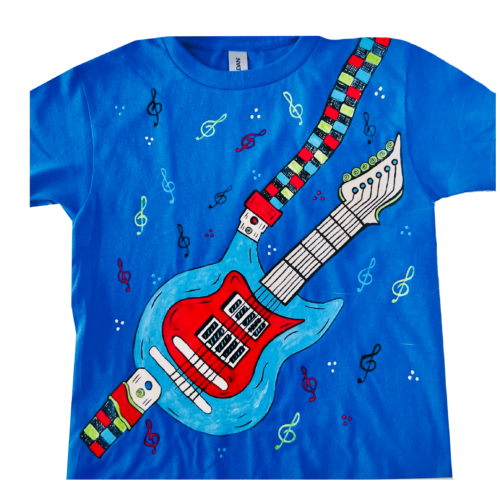 Guitar Star - Youth XS Blue Shirt - Artwork by Robin Babitt